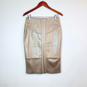Marc NY Faux Suede Snakeskin Beige Pencil Women’s Skirt Size XS NWT